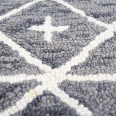 Carpet For Living room 8X10 Feet Grey And Black Wool Rectangle Moroccan And Tribal Rug - I MEAN DESIGN