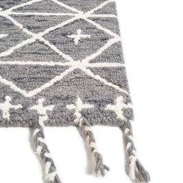 Carpet For Living room 8X10 Feet Grey And Black Wool Rectangle Moroccan And Tribal Rug