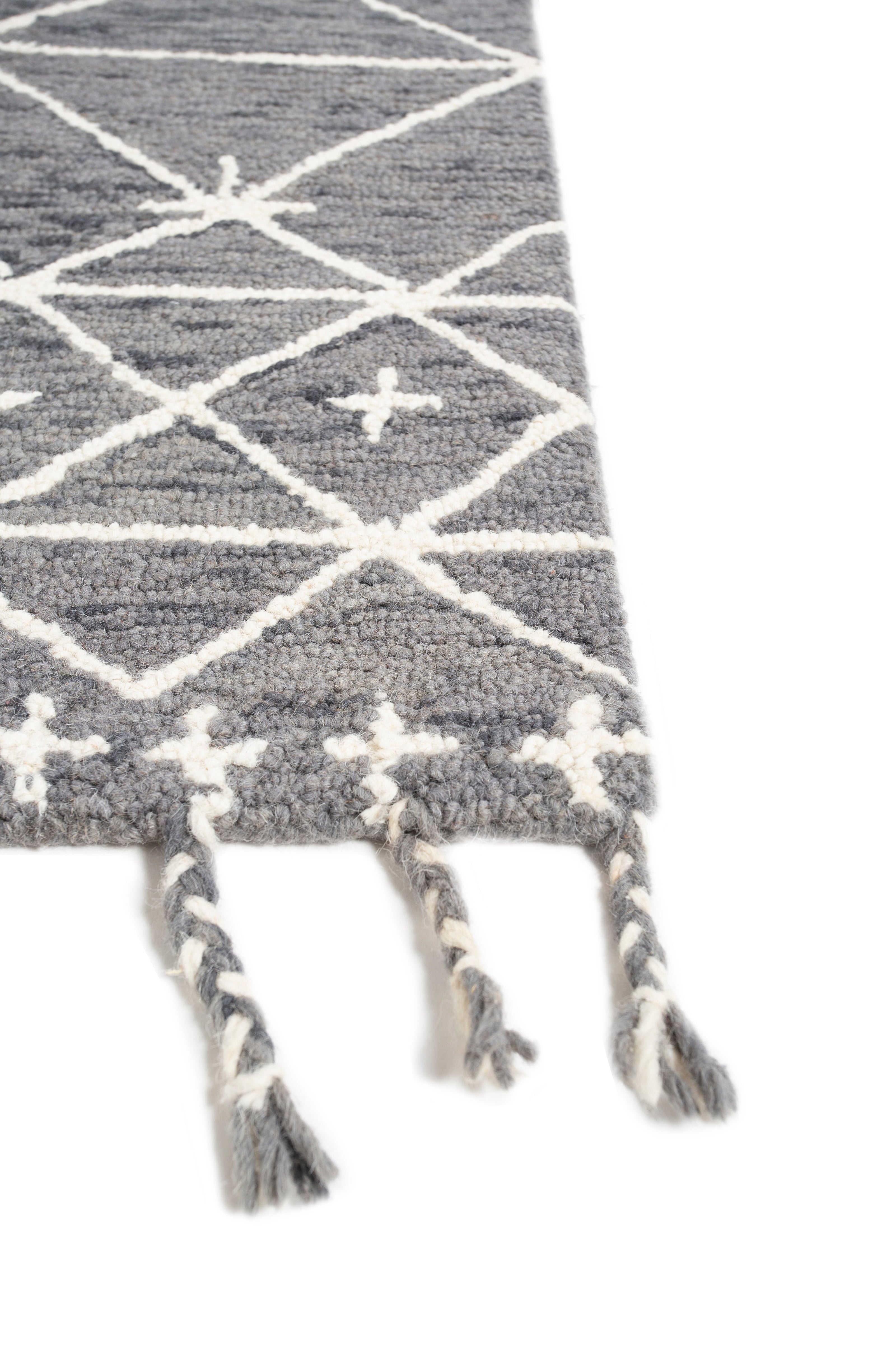 Carpet For Living room 8X10 Feet Grey And Black Wool Rectangle Moroccan And Tribal Rug - I MEAN DESIGN