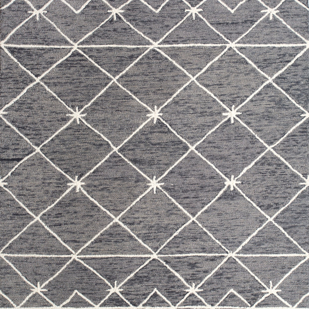 Carpet For Living room 9X12 Feet Grey And Black Wool Rectangle Moroccan And Tribal Rug