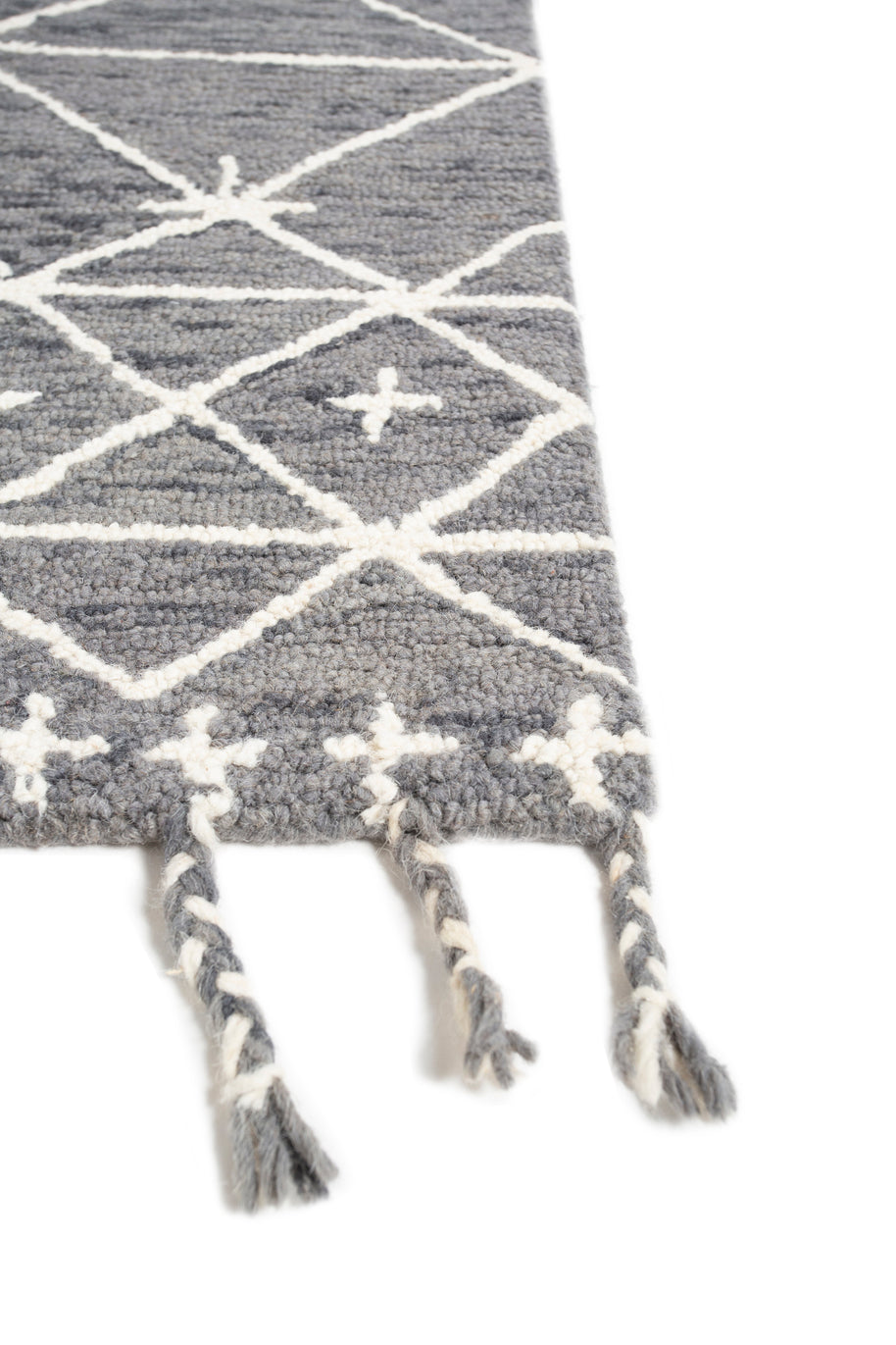 Carpet For Living room 9X12 Feet Grey And Black Wool Rectangle Moroccan And Tribal Rug - I MEAN DESIGN