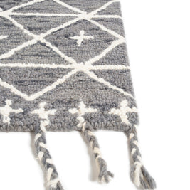 Carpet For Living room 9X12 Feet Grey And Black Wool Rectangle Moroccan And Tribal Rug