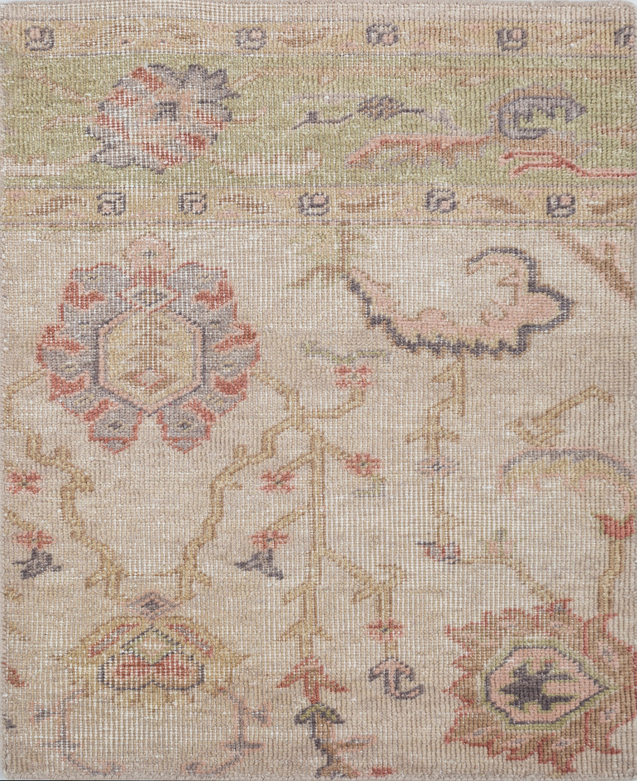 Carpet For Living room 2X3 Feet Beige And Brown Wool Rectangle Vintage And Distressed Rug - I MEAN DESIGN