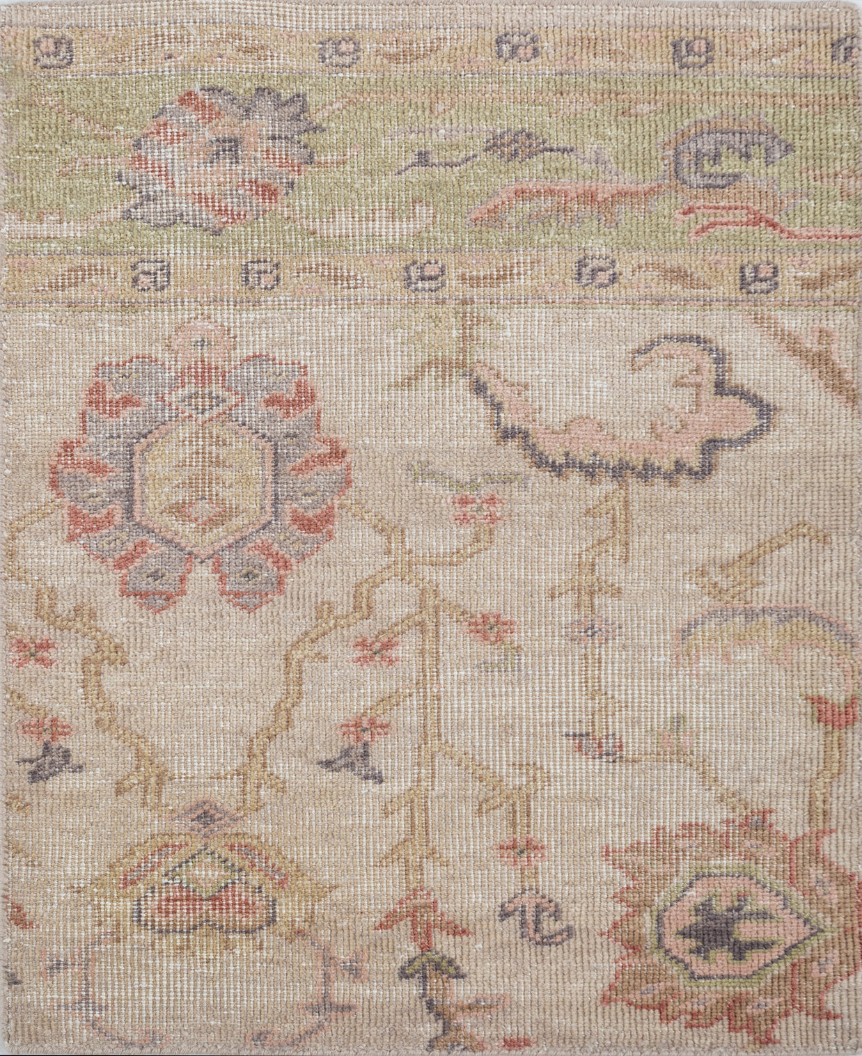 Carpet For Living room 2X3 Feet Beige And Brown Wool Rectangle Vintage And Distressed Rug - I MEAN DESIGN