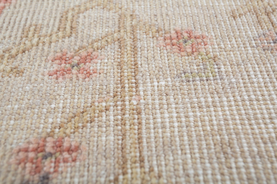 Carpet For Living room 2X3 Feet Beige And Brown Wool Rectangle Vintage And Distressed Rug - I MEAN DESIGN