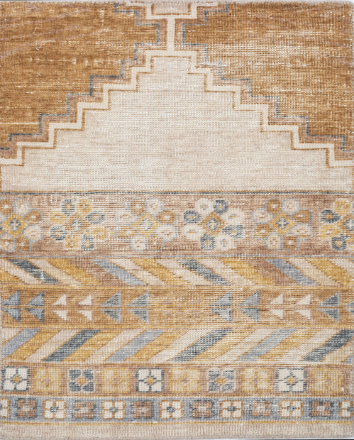 Carpet For Living room 2X3 Feet Beige And Brown Wool Rectangle Abstract Rug