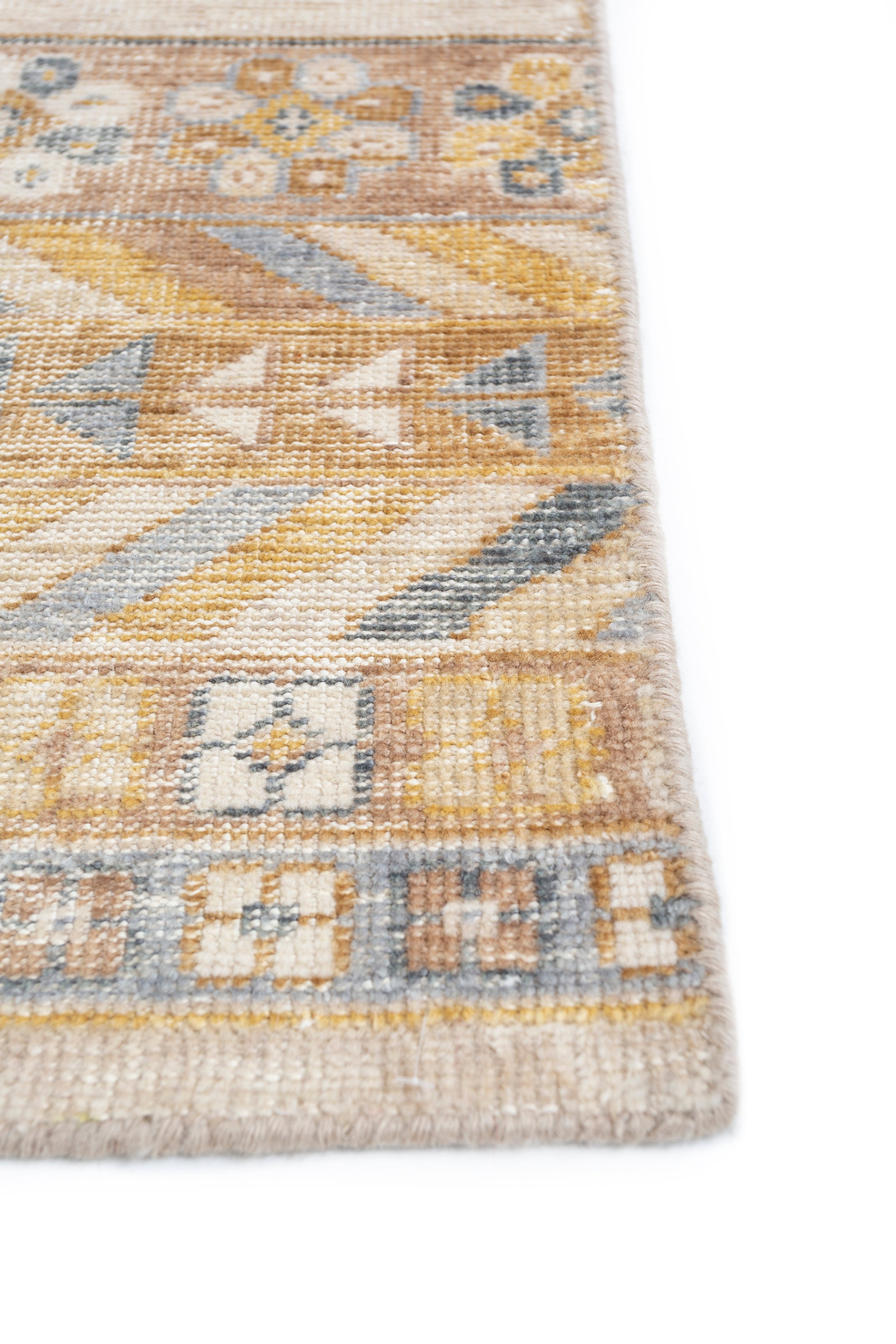 Carpet For Living room 2X3 Feet Beige And Brown Wool Rectangle Abstract Rug