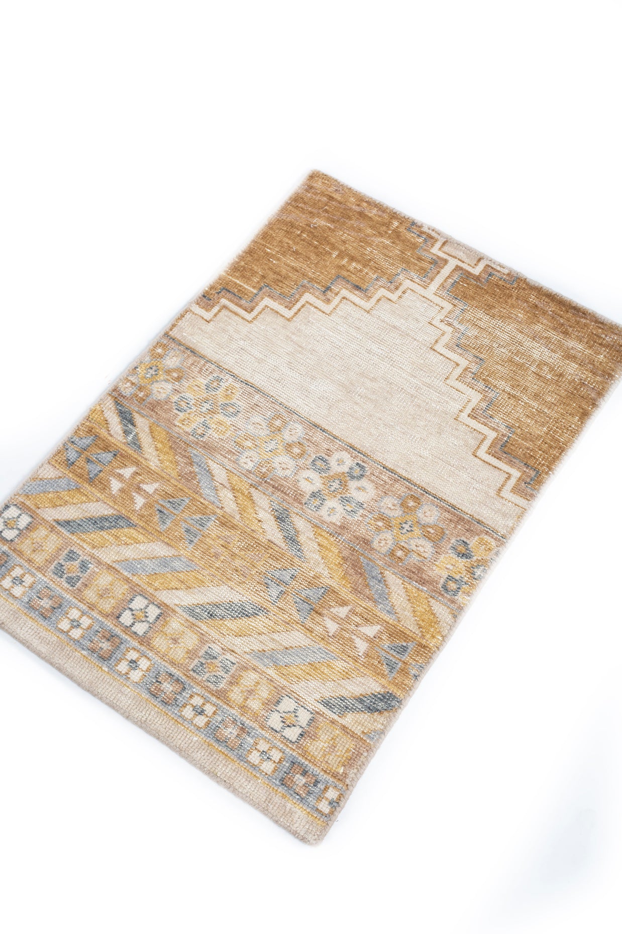 Carpet For Living room 2X3 Feet Beige And Brown Wool Rectangle Abstract Rug