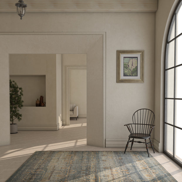 Carpet For Living room 8x10 Feet Blue Wool Rectangle Vintage and Distressed Rug