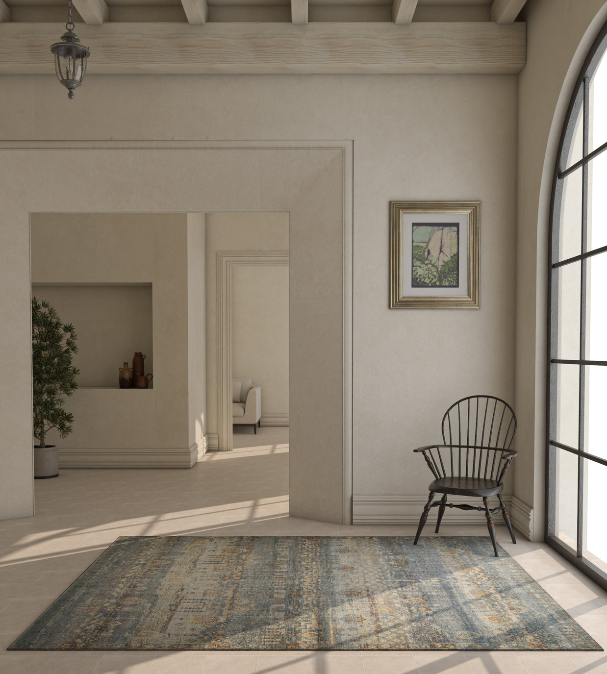 Carpet For Living room 8x10 Feet Blue Wool Rectangle Vintage and Distressed Rug