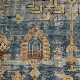 Carpet For Living room 8x10 Feet Blue Wool Rectangle Vintage and Distressed Rug