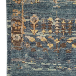 Carpet For Living room 8x10 Feet Blue Wool Rectangle Vintage and Distressed Rug