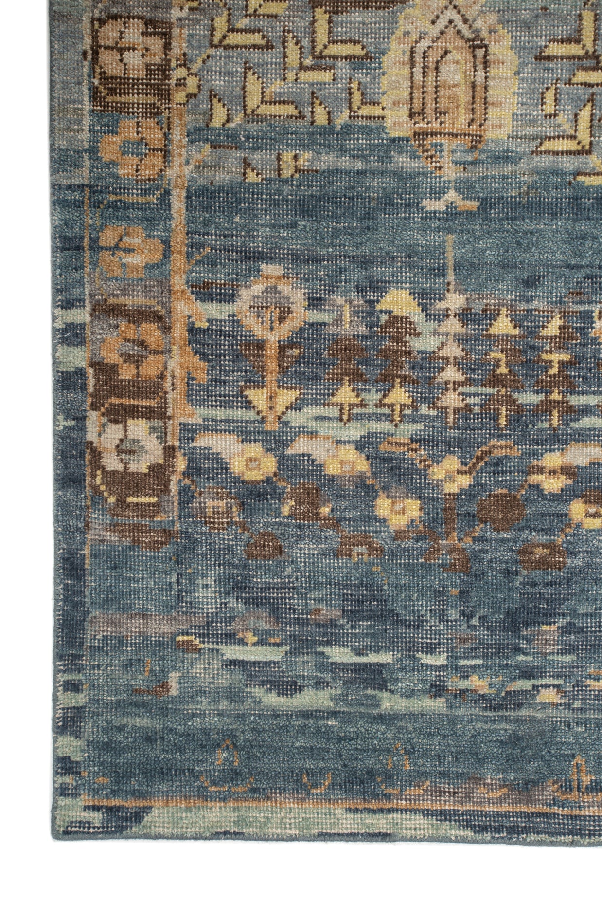 Carpet For Living room 8x10 Feet Blue Wool Rectangle Vintage and Distressed Rug