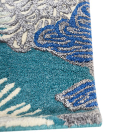 Carpet For Living room 5'6x8 Feet Blue Wool and Viscose Rectangle  Rug