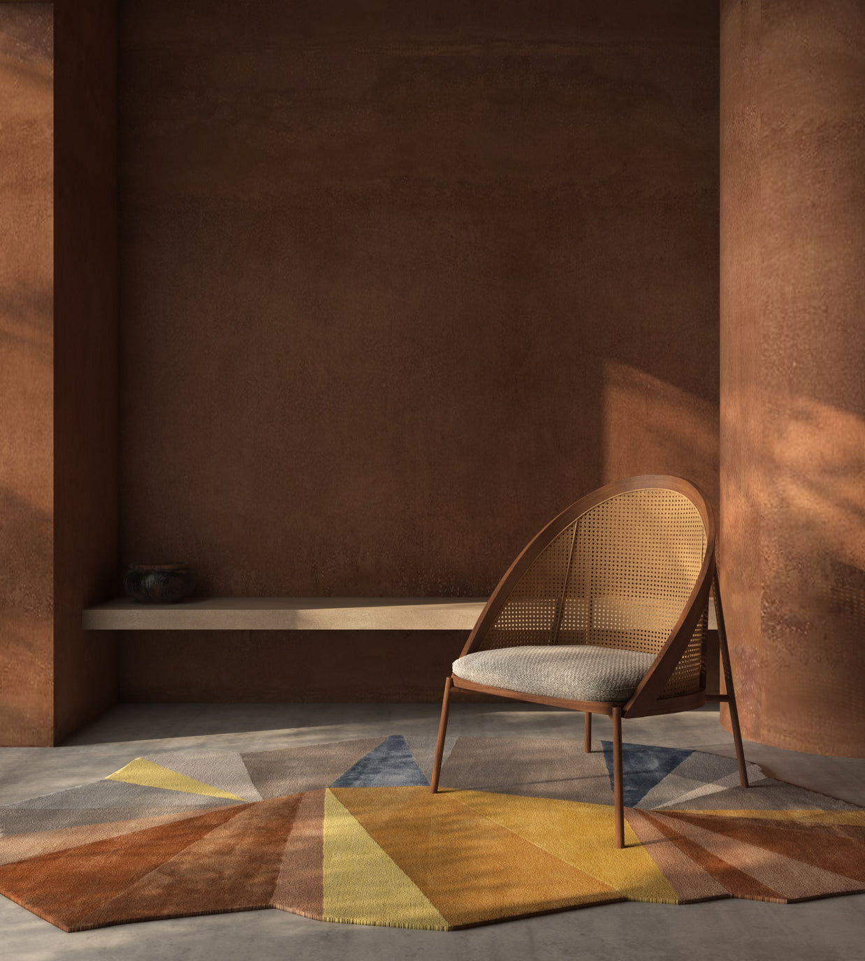 Carpet For Living room 8x11'10 Feet Beige and Brown Wool and Viscose Irregular Geometric and Stripes Rug