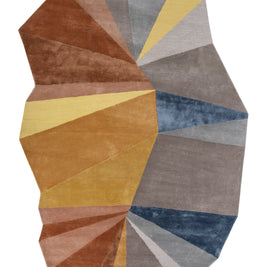 Carpet For Living room 8x11'10 Feet Beige and Brown Wool and Viscose Irregular Geometric and Stripes Rug