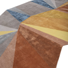 Carpet For Living room 8x11'10 Feet Beige and Brown Wool and Viscose Irregular Geometric and Stripes Rug