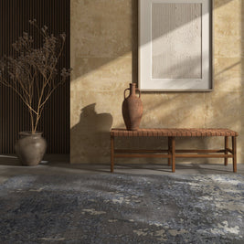 Carpet For Living room 2x3 Feet Grey and Black Wool and Silk Rectangle Abstract Rug