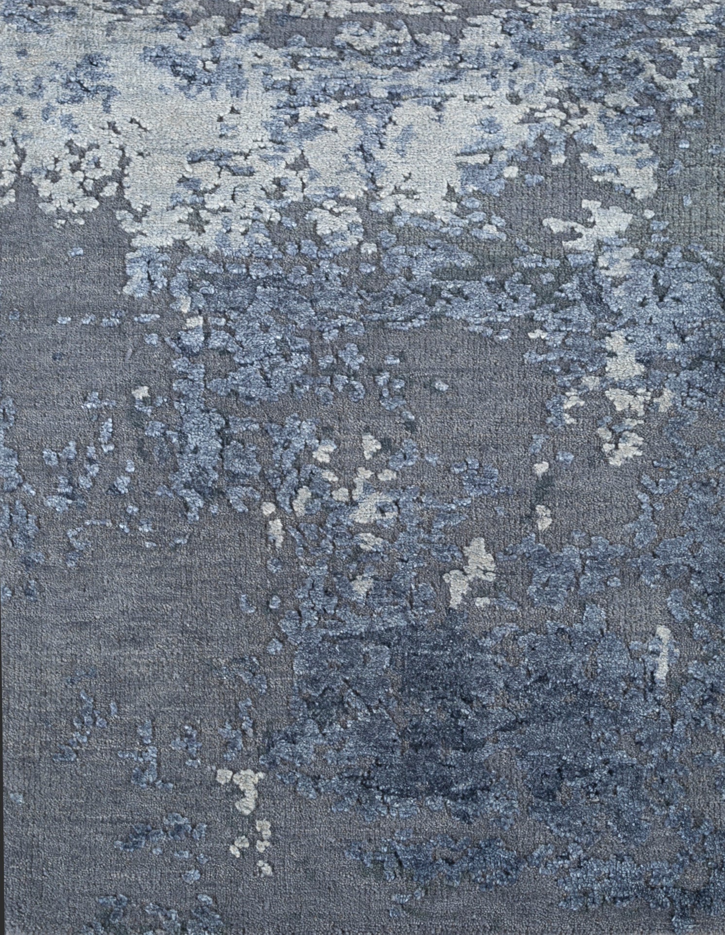 Carpet For Living room 2x3 Feet Grey and Black Wool and Silk Rectangle Abstract Rug