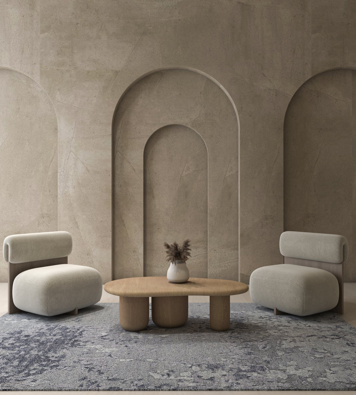 Carpet For Living room 2x3 Feet Grey and Black Wool and Silk Rectangle Abstract Rug