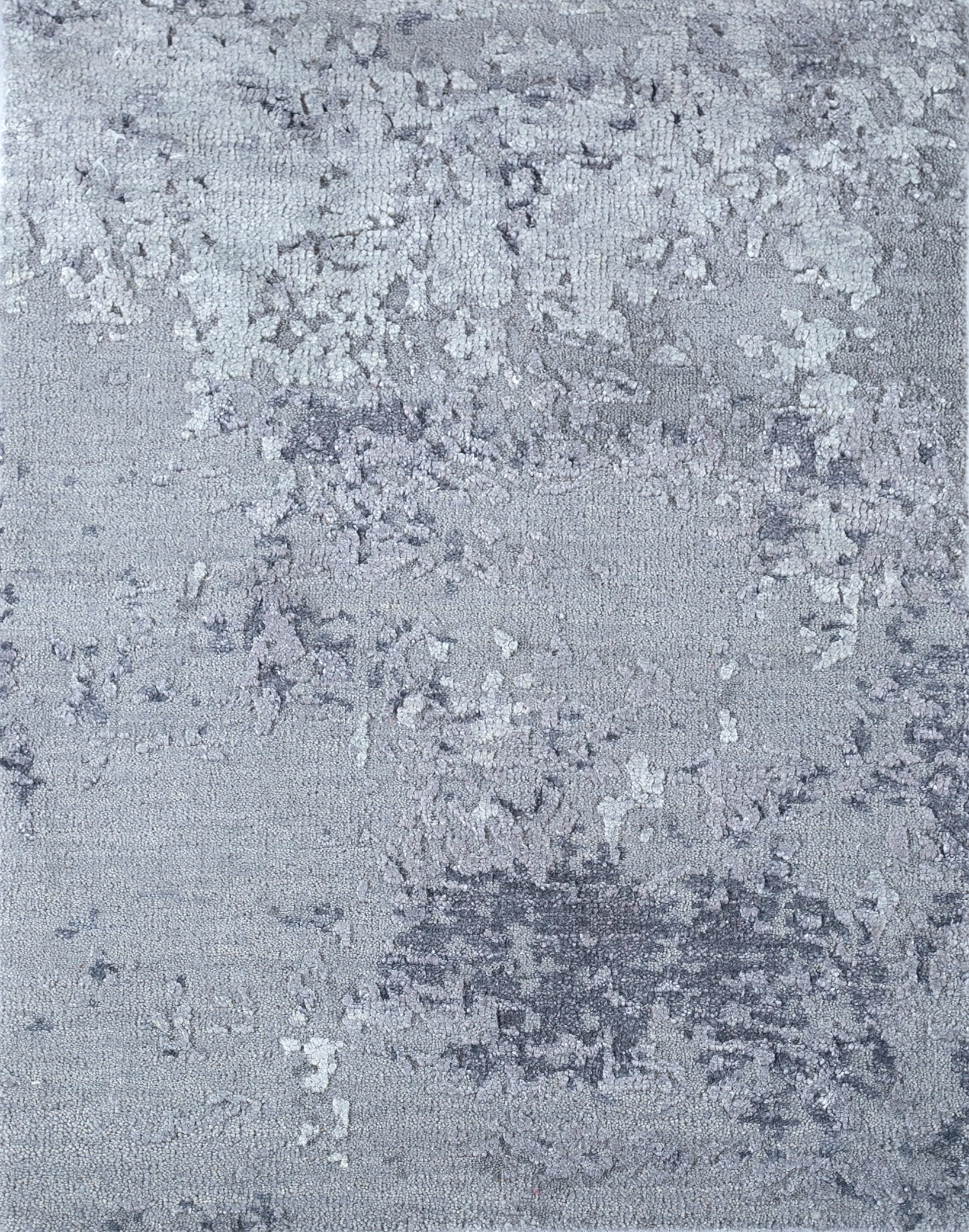 Carpet For Living room 2x3 Feet Grey and Black Wool and Silk Rectangle Abstract Rug