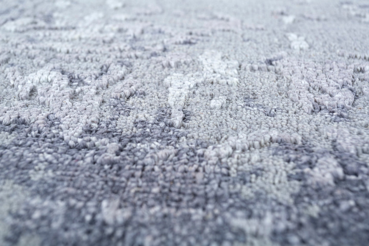 Carpet For Living room 2x3 Feet Grey and Black Wool and Silk Rectangle Abstract Rug