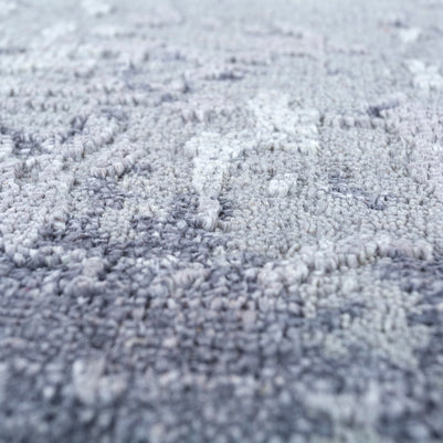 Carpet For Living room 2x3 Feet Grey and Black Wool and Silk Rectangle Abstract Rug