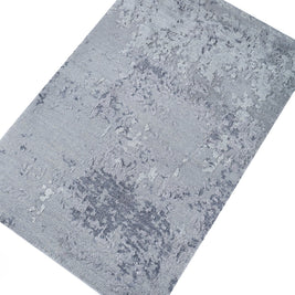 Carpet For Living room 2x3 Feet Grey and Black Wool and Silk Rectangle Abstract Rug