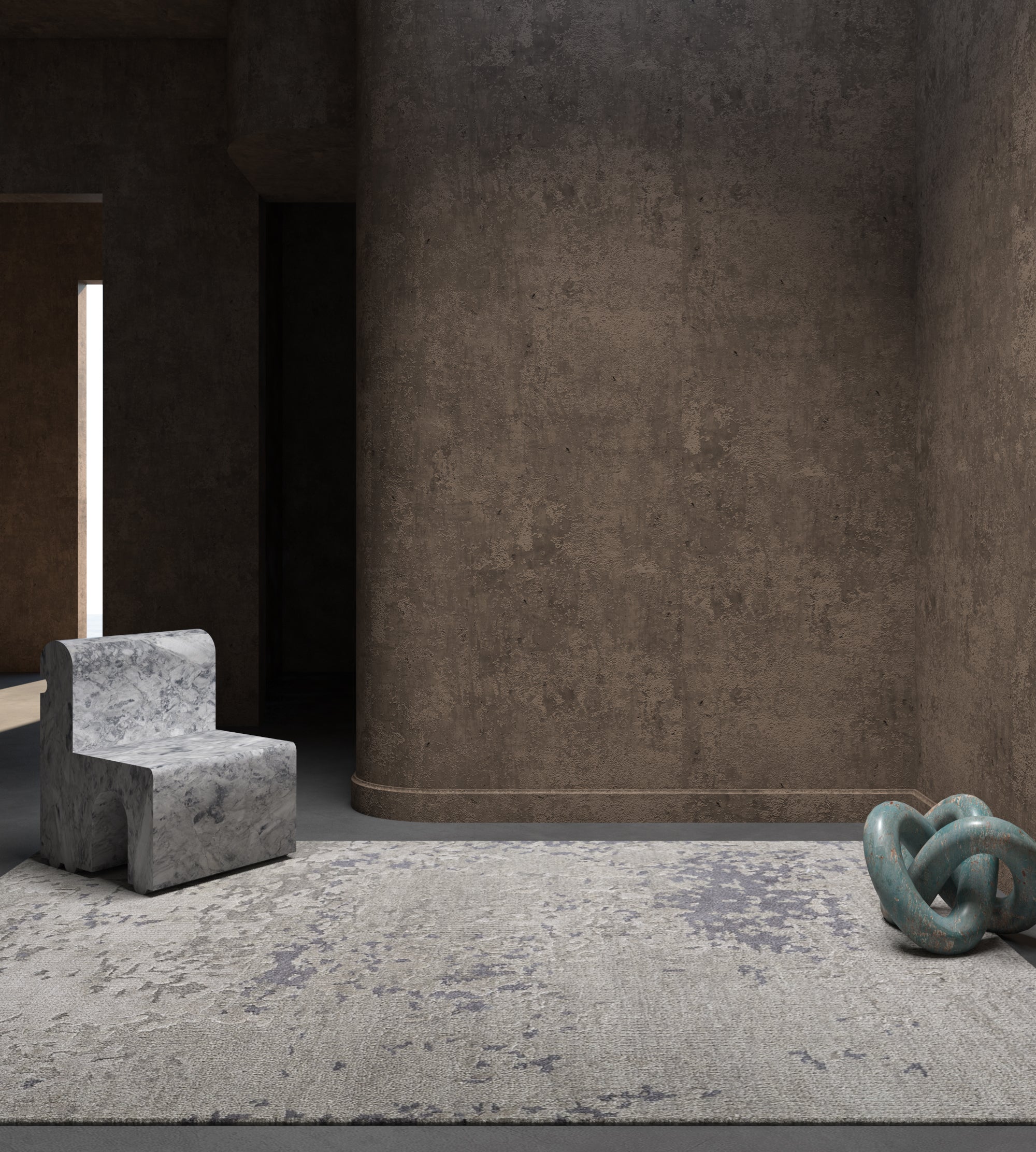 Carpet For Living room 2x3 Feet Grey and Black Wool and Silk Rectangle Abstract Rug