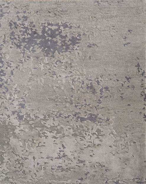 Carpet For Living room 2x3 Feet Grey and Black Wool and Silk Rectangle Abstract Rug