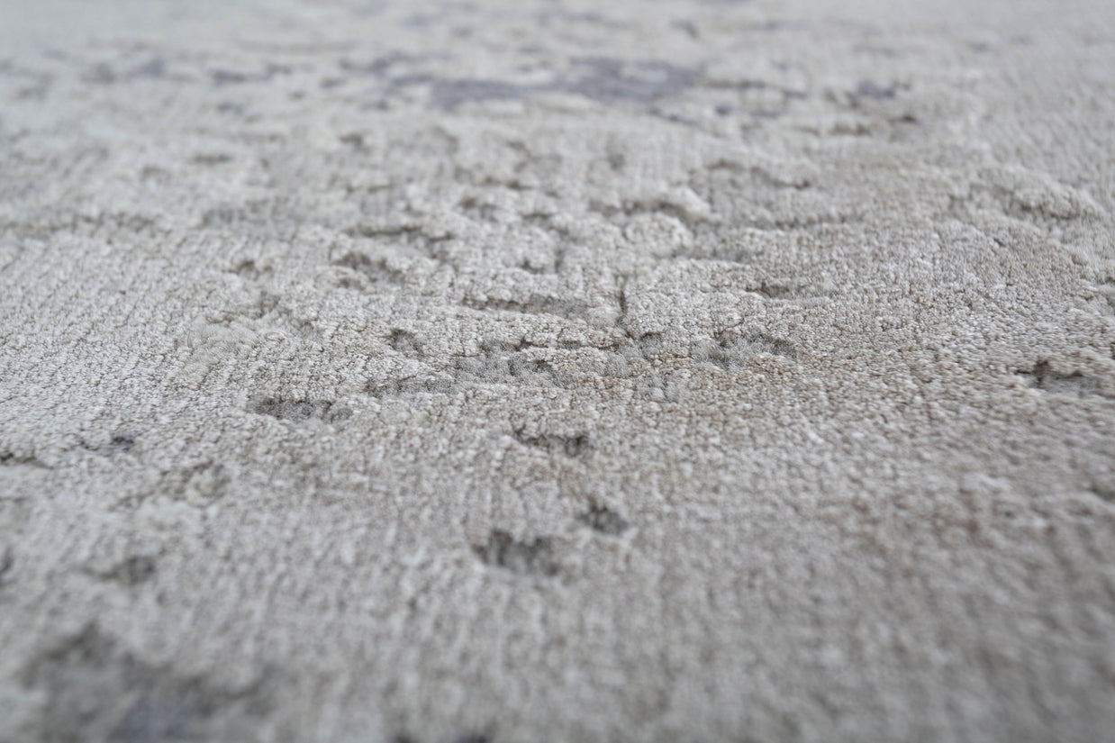 Carpet For Living room 2x3 Feet Grey and Black Wool and Silk Rectangle Abstract Rug