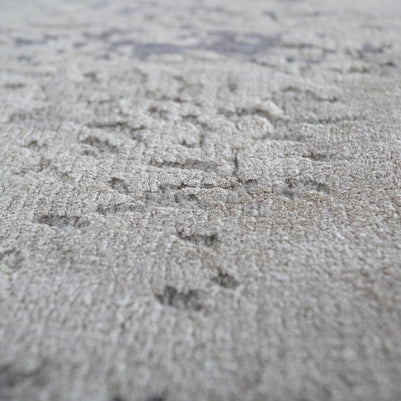 Carpet For Living room 2x3 Feet Grey and Black Wool and Silk Rectangle Abstract Rug