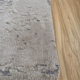 Carpet For Living room 2x3 Feet Grey and Black Wool and Silk Rectangle Abstract Rug