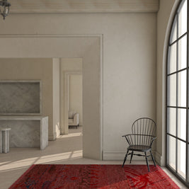 Carpet For Living room 3X5 Feet Red And Orange Wool & Bamboo Silk Rectangle Abstract Rug