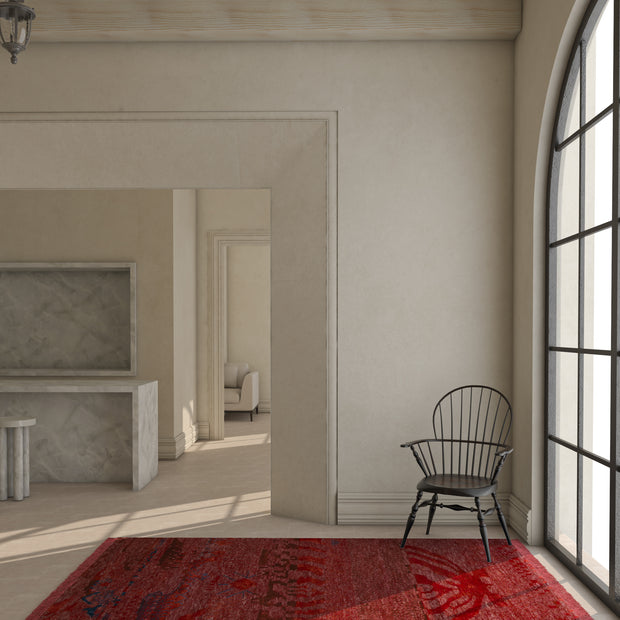 Carpet For Living room 3X5 Feet Red And Orange Wool & Bamboo Silk Rectangle Abstract Rug