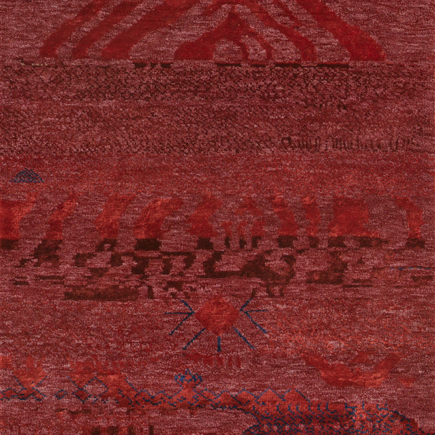 Carpet For Living room 3X5 Feet Red And Orange Wool & Bamboo Silk Rectangle Abstract Rug