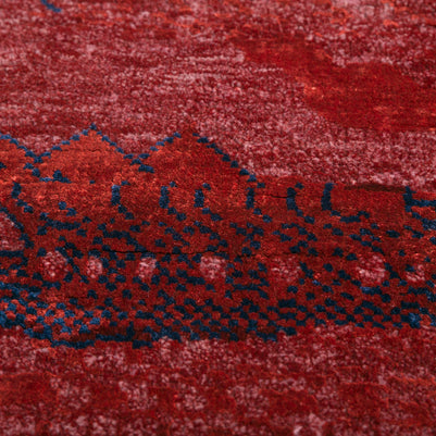 Carpet For Living room 3X5 Feet Red And Orange Wool & Bamboo Silk Rectangle Abstract Rug