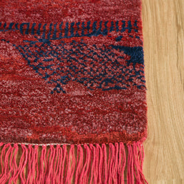 Carpet For Living room 3X5 Feet Red And Orange Wool & Bamboo Silk Rectangle Abstract Rug