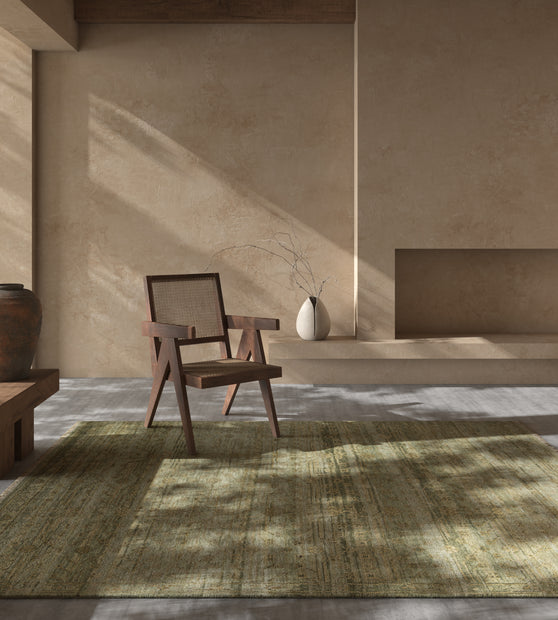 Carpet For Living room 8x10 Feet Green Wool Rectangle Vintage and Distressed Rug