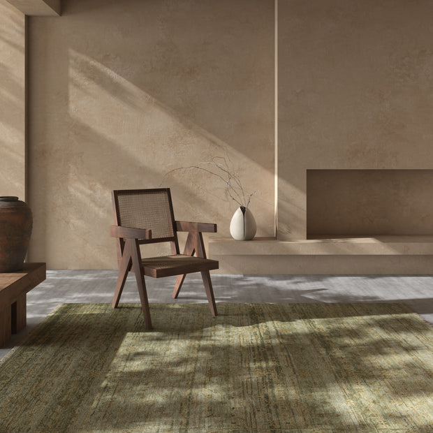 Carpet For Living room 8x10 Feet Green Wool Rectangle Vintage and Distressed Rug