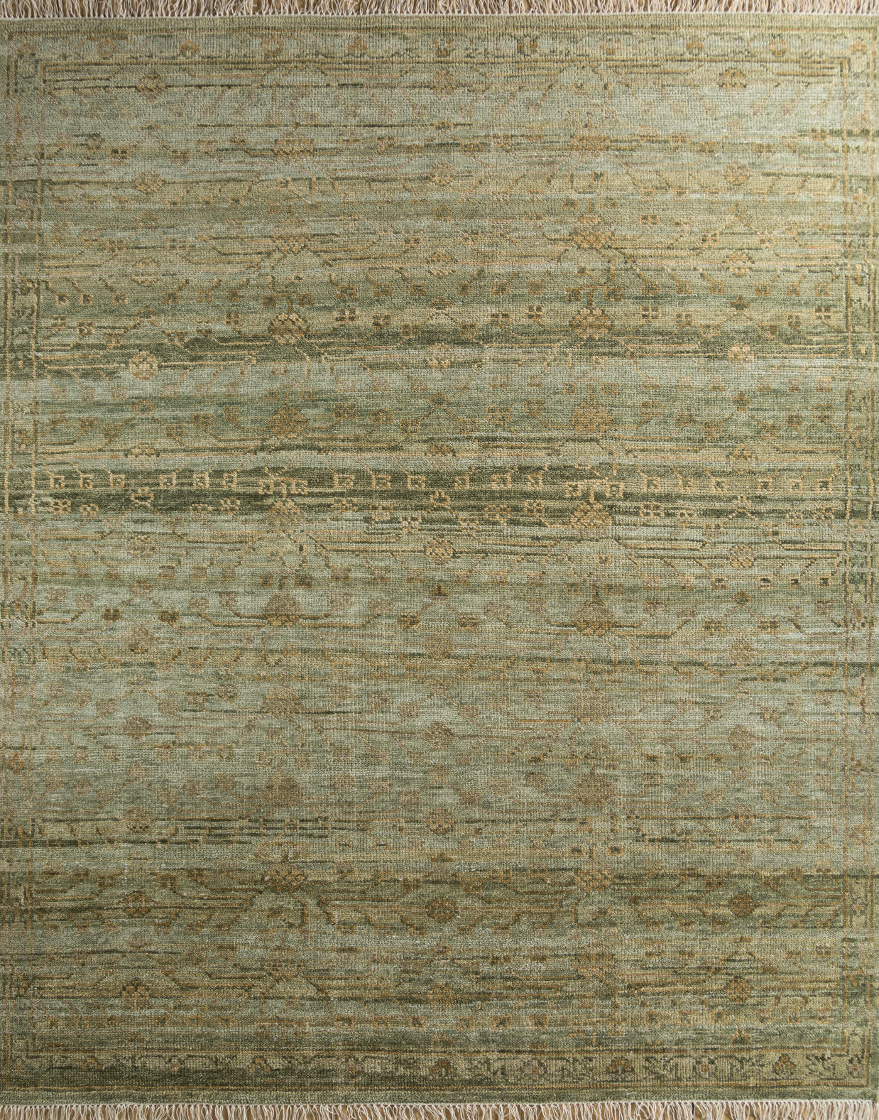 Carpet For Living room 8x10 Feet Green Wool Rectangle Vintage and Distressed Rug