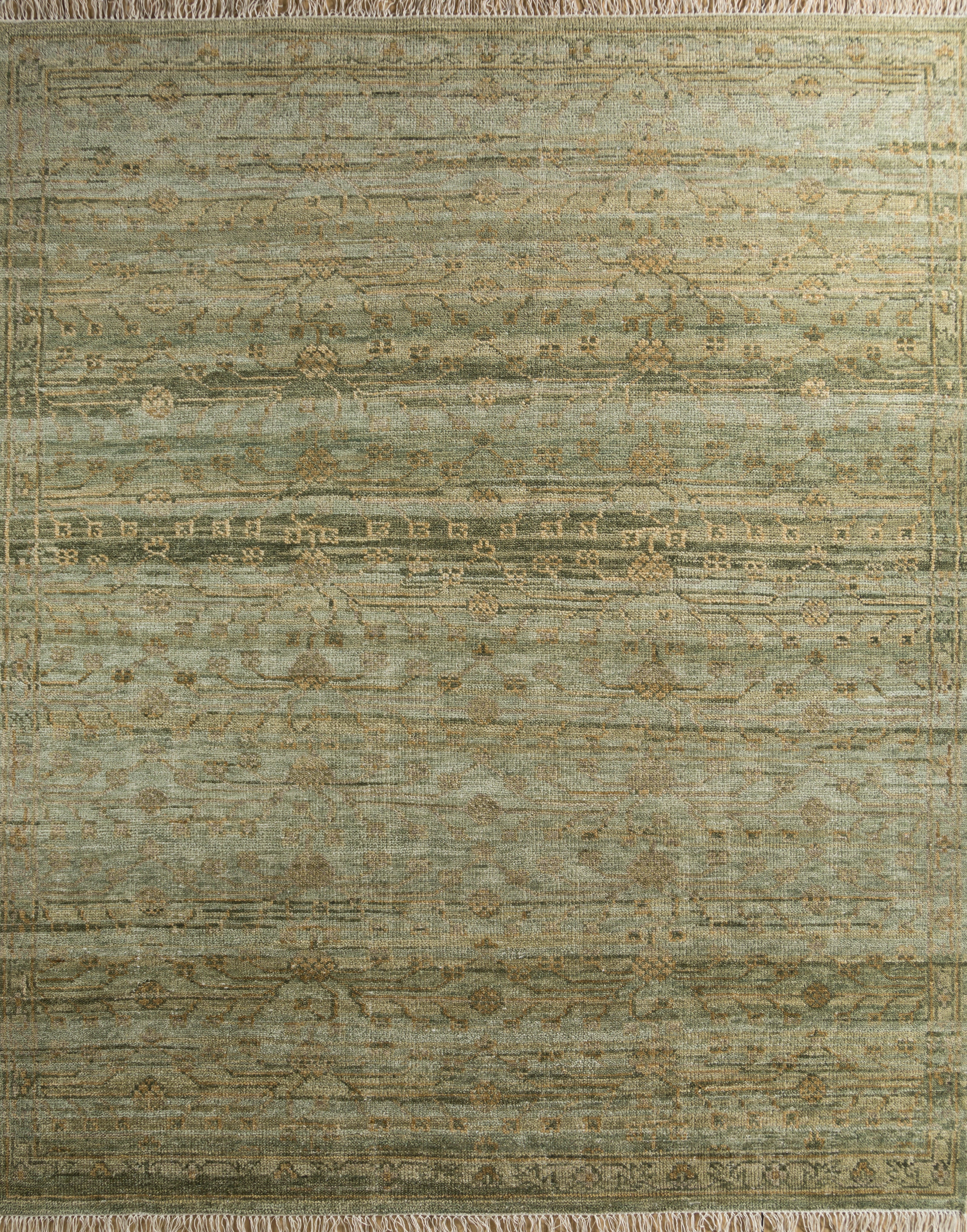 Carpet For Living room 8x10 Feet Green Wool Rectangle Vintage and Distressed Rug