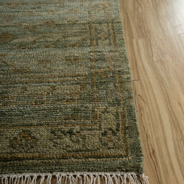 Carpet For Living room 8x10 Feet Green Wool Rectangle Vintage and Distressed Rug