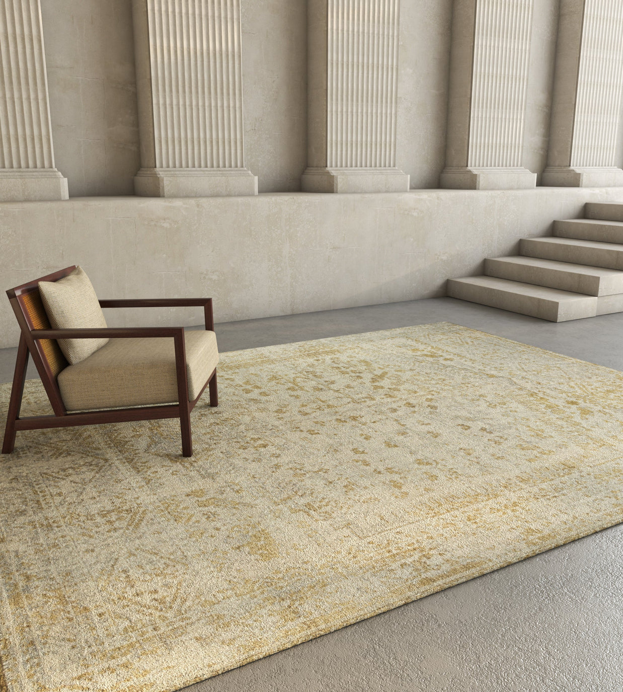 Carpet For Living room 8x10 Feet Beige and Brown Wool Rectangle Vintage and Distressed Rug