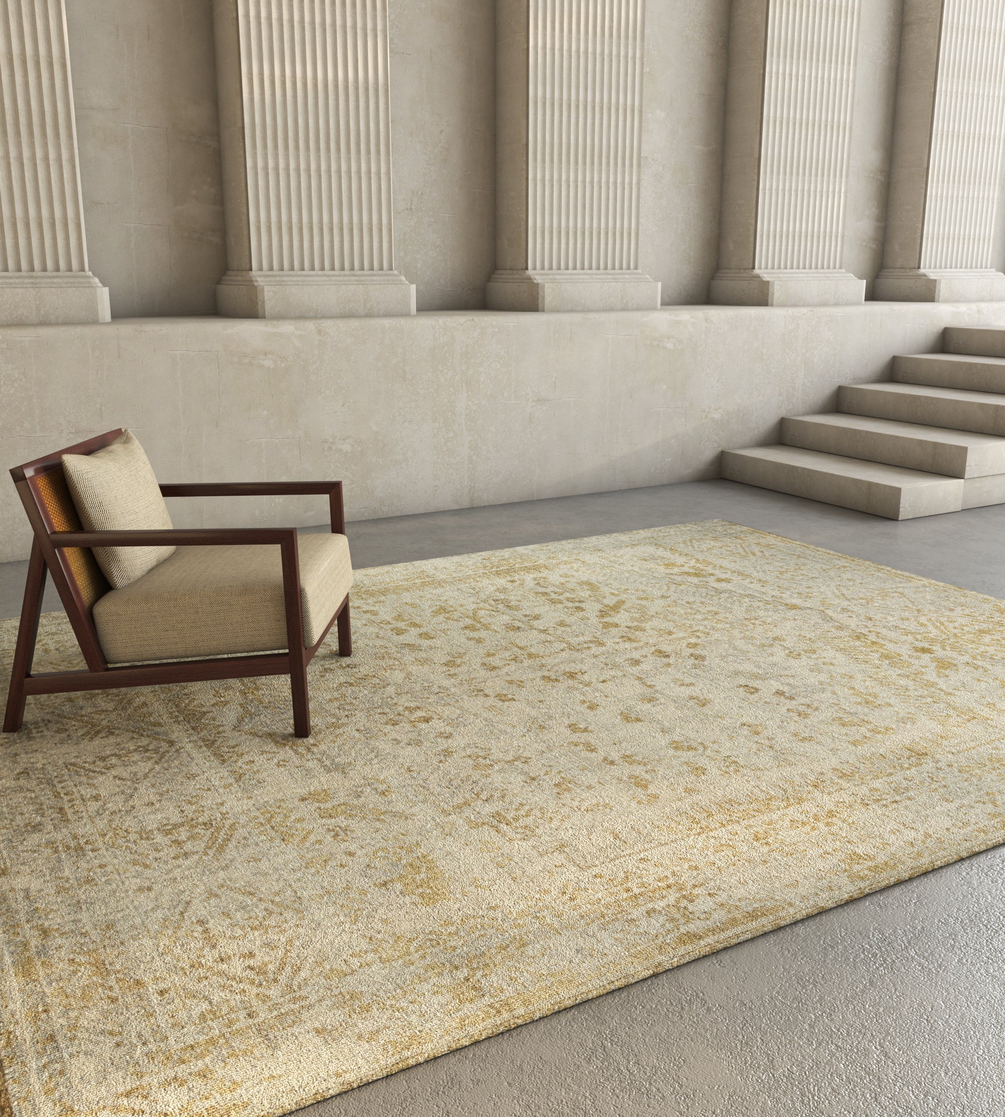 Carpet For Living room 8x10 Feet Beige and Brown Wool Rectangle Vintage and Distressed Rug