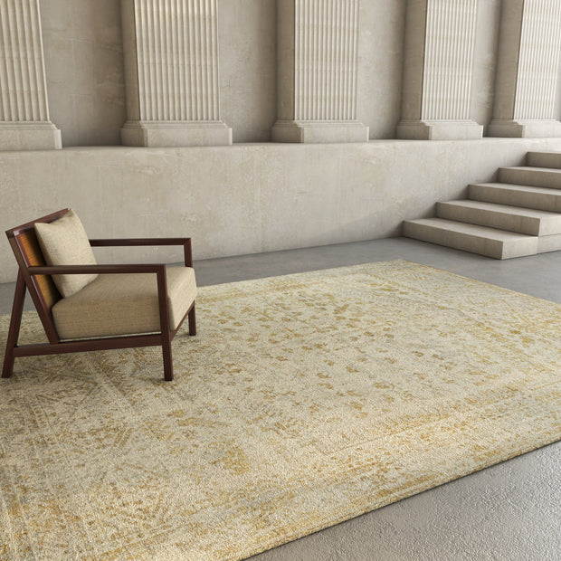 Carpet For Living room 8x10 Feet Beige and Brown Wool Rectangle Vintage and Distressed Rug