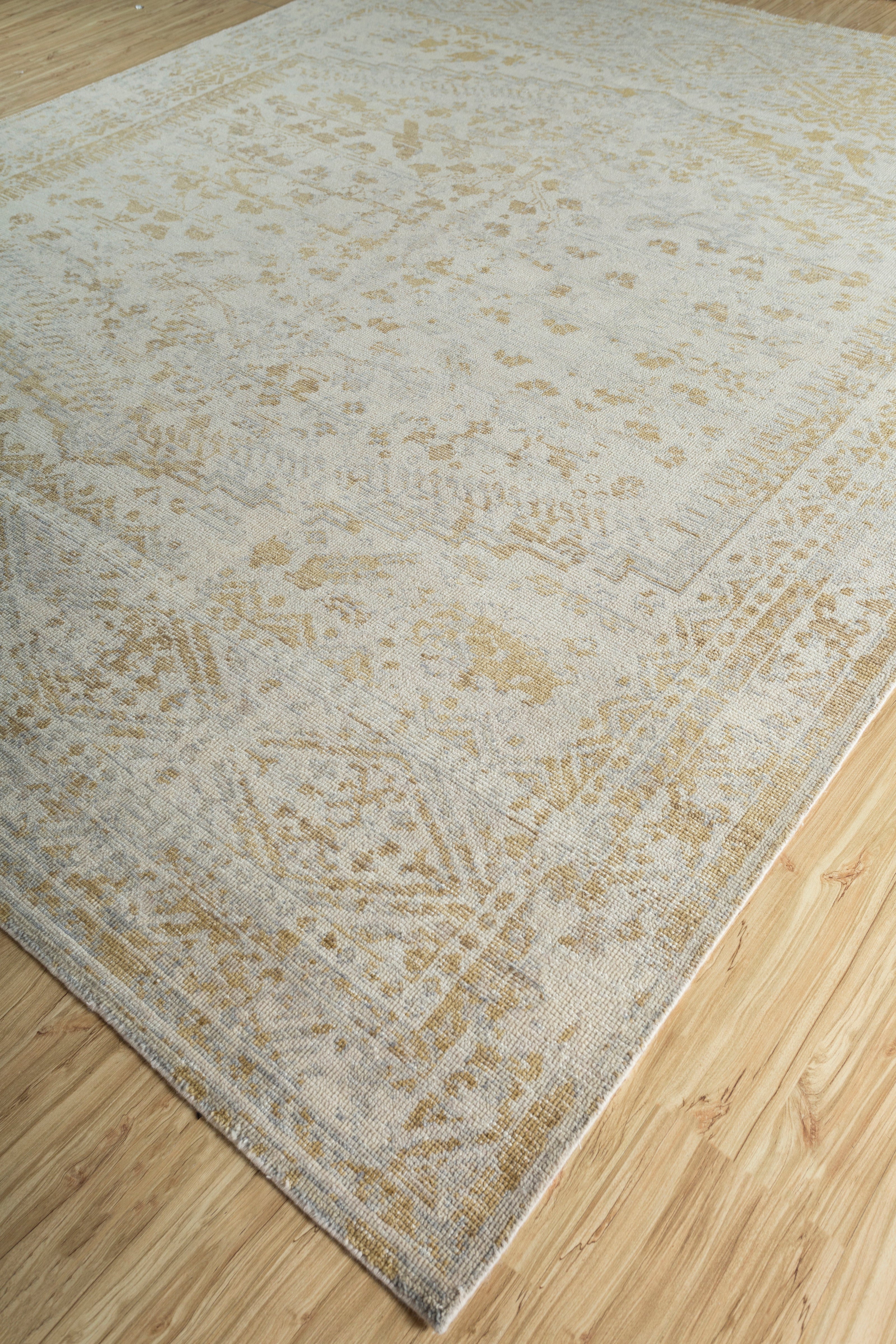 Carpet For Living room 8x10 Feet Beige and Brown Wool Rectangle Vintage and Distressed Rug