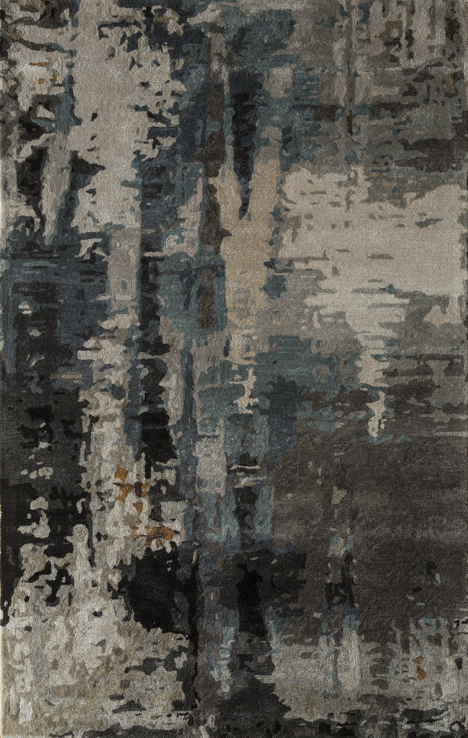 Carpet For Living room 8x11 Feet Grey and Black Wool and Viscose Rectangle Abstract Rug - I MEAN DESIGN