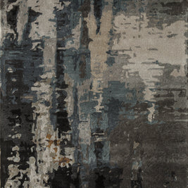 Carpet For Living room 8x11 Feet Grey and Black Wool and Viscose Rectangle Abstract Rug