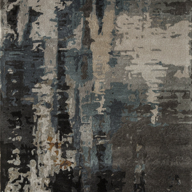 Carpet For Living room 8x11 Feet Grey and Black Wool and Viscose Rectangle Abstract Rug